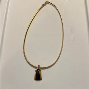 Lia Sophia Gold Necklace with Black Pendant
